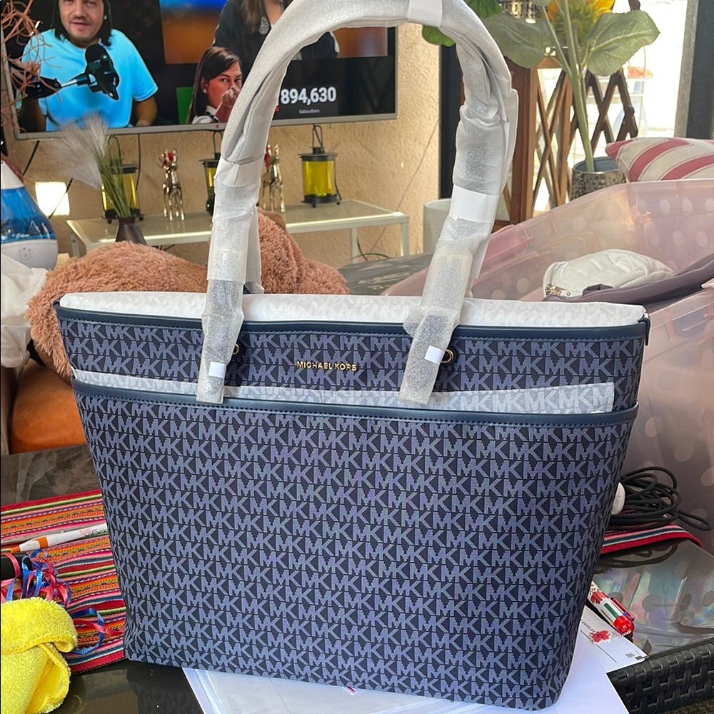 Michael Kors Navy Monogram Tote